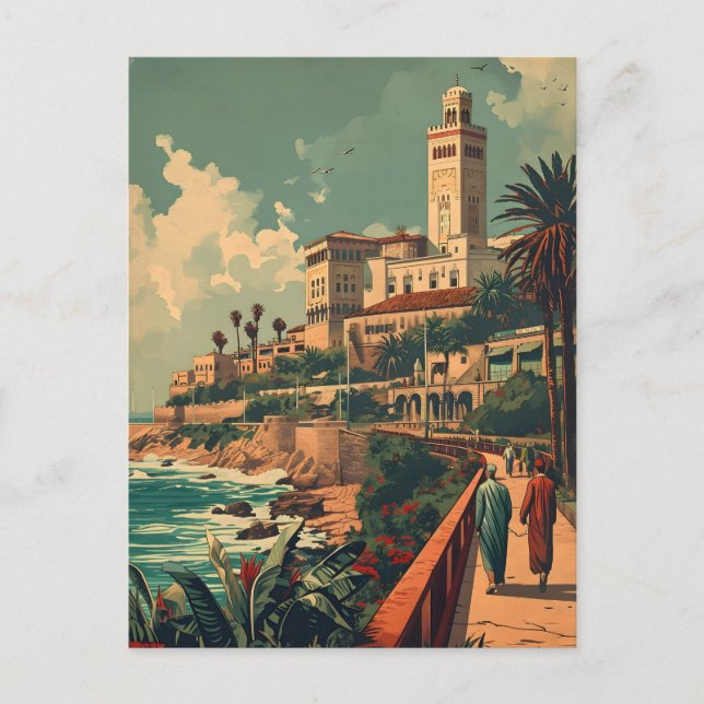 Casablanca Coast: Vintage Elegance Postcard (Front)