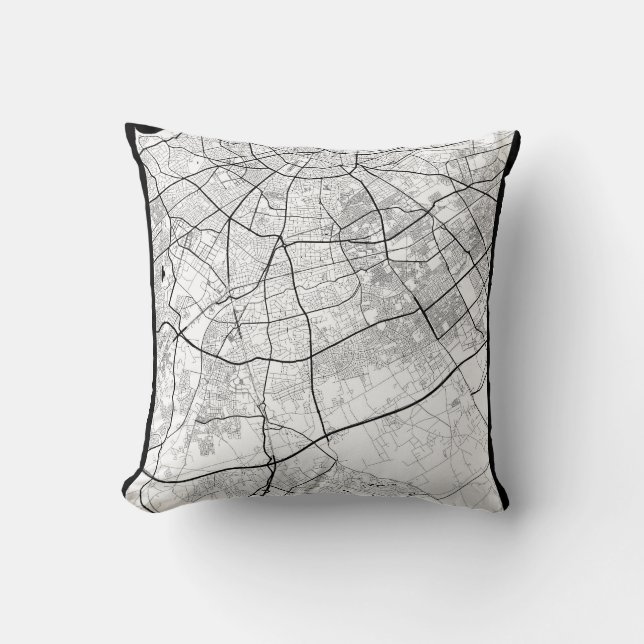 Casablanca Morocco Map Throw Pillow (Front)