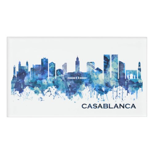 Casablanca Morocco Skyline Blue Name Tag