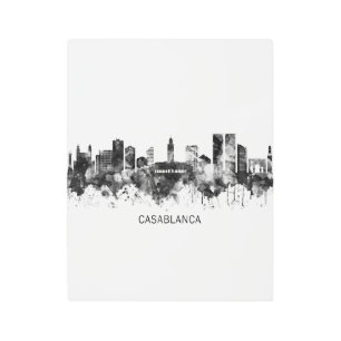 Casablanca Morocco Skyline BW Metal Print