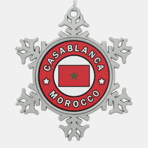 Casablanca Morocco Snowflake Pewter Christmas Ornament