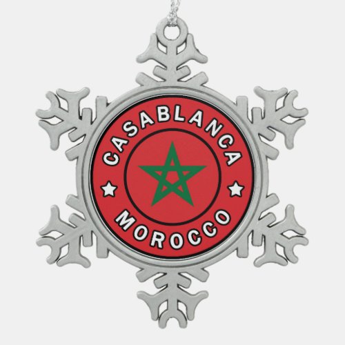 Casablanca Morocco Snowflake Pewter Christmas Ornament