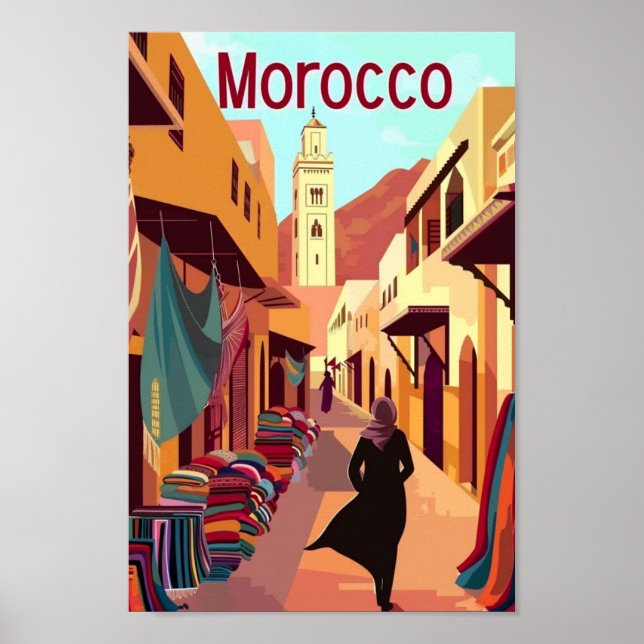 Casablanca Morocco Vintage Famous Travel Place Poster (Front)