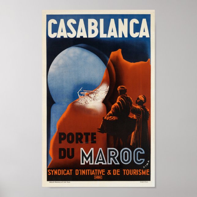 Casablanca Morocco Vintage French Travel Poster (Front)