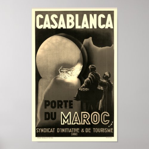 Casablanca Morocco Vintage French Travel Poster