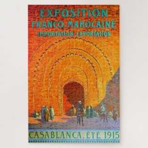 Casablanca Morocco Vintage French Travel Poster Jigsaw Puzzle
