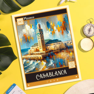 Casablanca, Morocco Vintage Painting Postcard