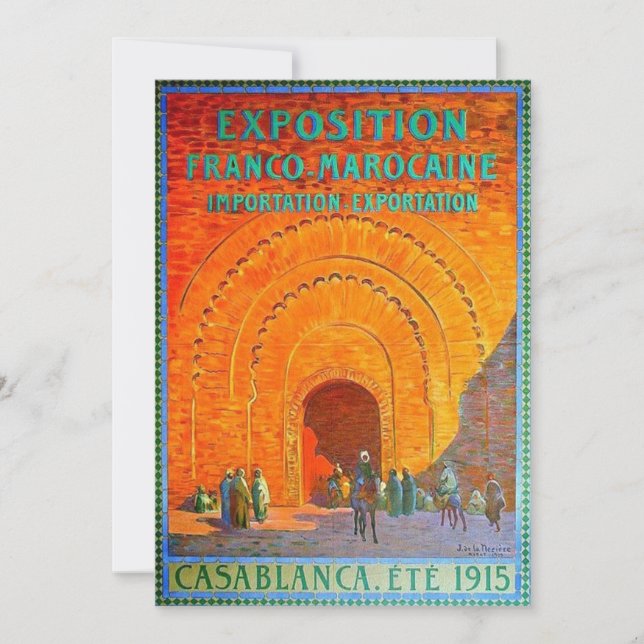 Casablanca Morocco Vintage Travel card (Front)