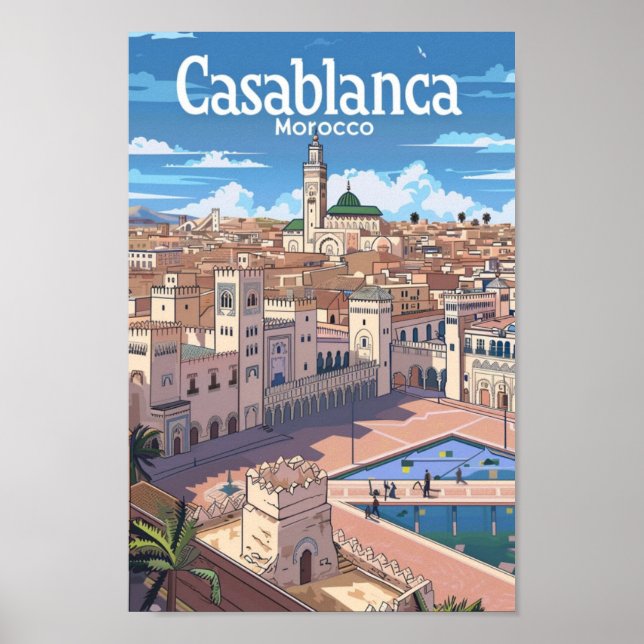 Casablanca Morocco Vintage Travel Place Poster (Front)