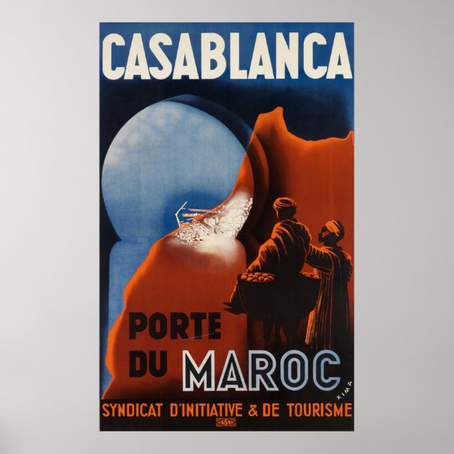 Casablanca Morocco Vintage Travel Poster (Front)