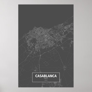 Casablanca, Morocco (white on black) Poster