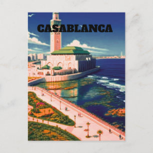 Casablanca Travel Postcard Art, Morocco Travel Pos