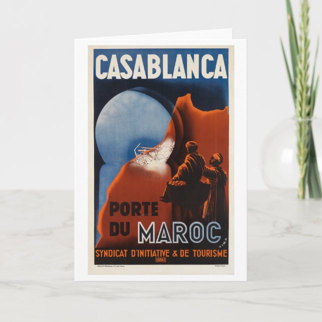 Casablanca Vintage Travel Poster Card (Front)