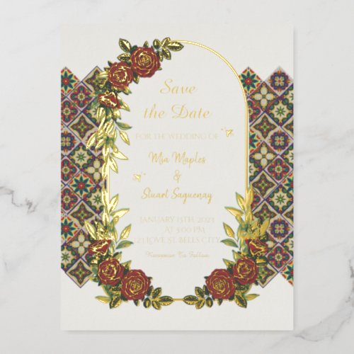 Casamiento De MiaStuart Foil Invitation Postcard