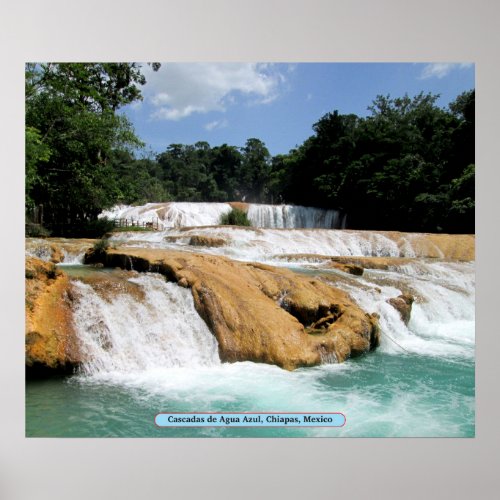 Cascadas de Agua Azul Chiapas Mexico Poster