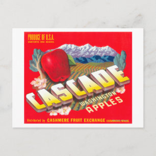 Cascade Apple Label (red) - Cashmere, WA Postcard