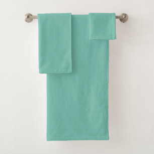 Cascade Aqua Green Solid Color Print Bath Towel Set