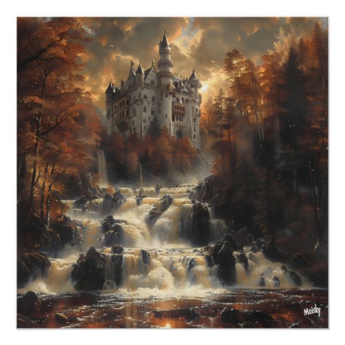 Cascade Castle Impressionist and Realist Poster