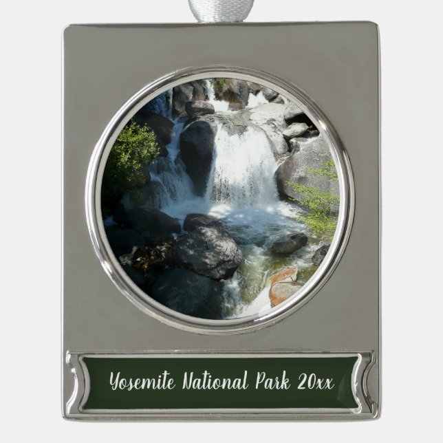 Cascade Falls at Yosemite National Park Silver Plated Banner Ornament (Front)