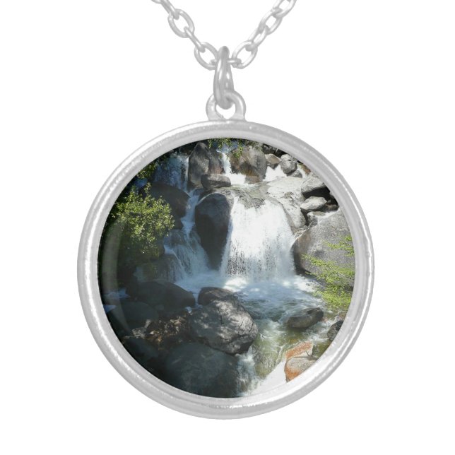 Cascade Falls at Yosemite National Park Silver Plated Necklace (Front)