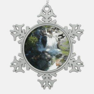 Cascade Falls at Yosemite National Park Snowflake Pewter Christmas Ornament