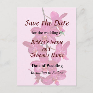 Cascade of Magenta Orchids Save the Date Announcement Postcard