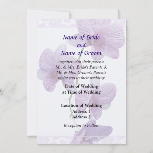 Cascade of Purple Orchids Wedding Products Invitation