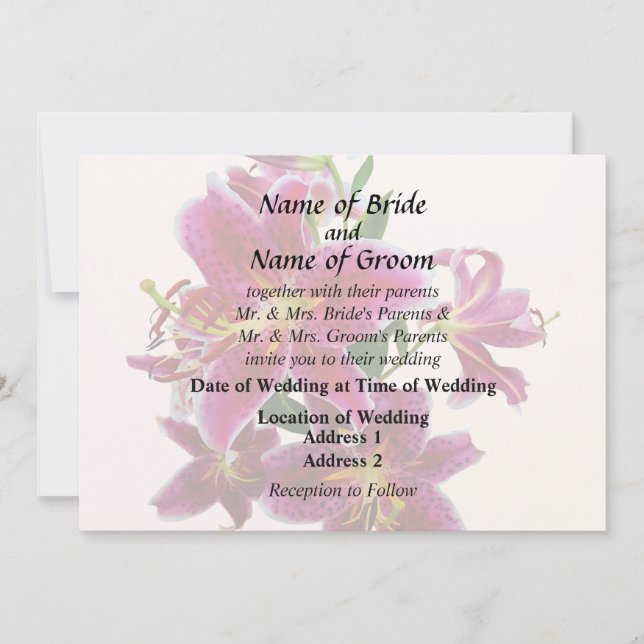 Cascade of Stargazer Lilies Wedding Products Invitation (Front)