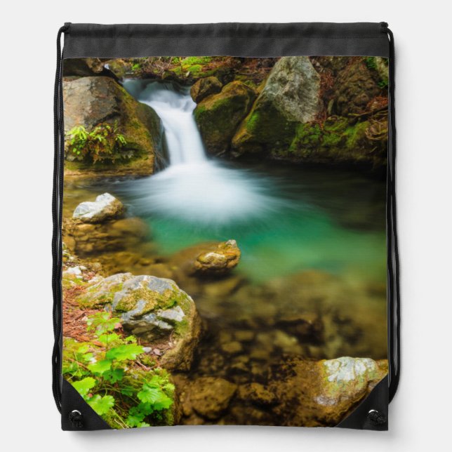 Cascade on Hare Creek, California Drawstring Bag (Front)