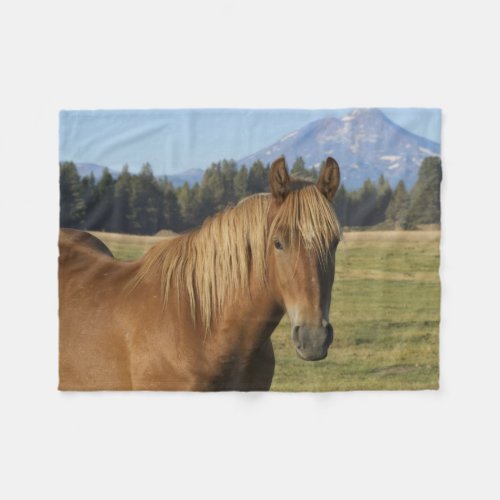 Cascade Range  Chestnut Horse Fleece Blanket
