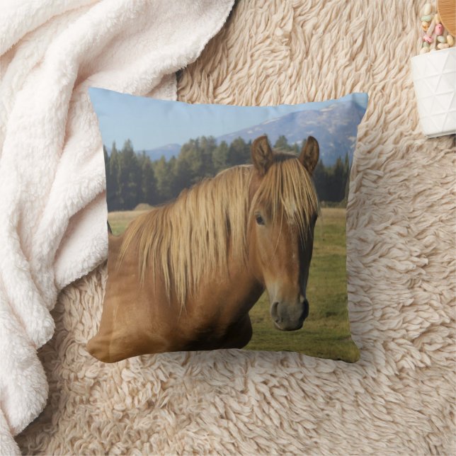 Cascade Range | Chestnut Horse Throw Pillow (Blanket)