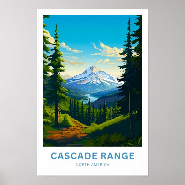 Cascade Range North America Travel Print (Front)