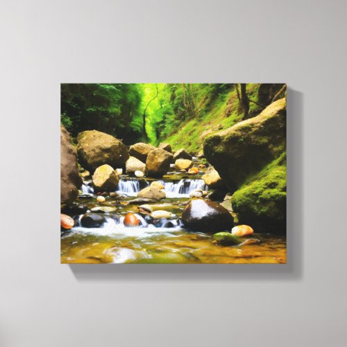 Cascade Serenity Geese Family on the River Canvas Print