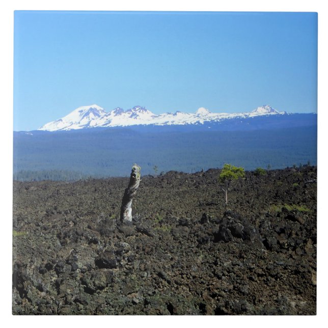 Cascades and Lava Rocks, OR Ceramic Tile (Front)