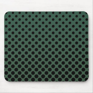 Cascading Black circles on dark green Mouse Pad