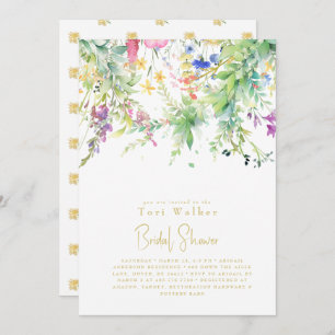 Cascading Boho Yellow Wildflower Bridal Shower Invitation