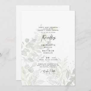 Cascading Botanical Watercolor Greenery Wedding Invitation