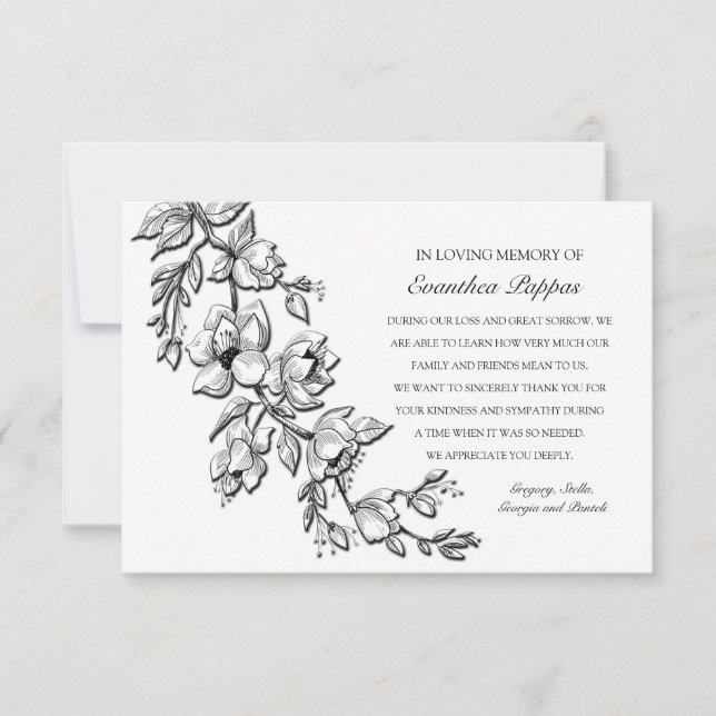 Cascading Branch Sympathy Thank You Card (Front)