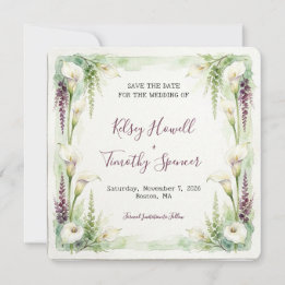 Cascading Calla Save the Date Card