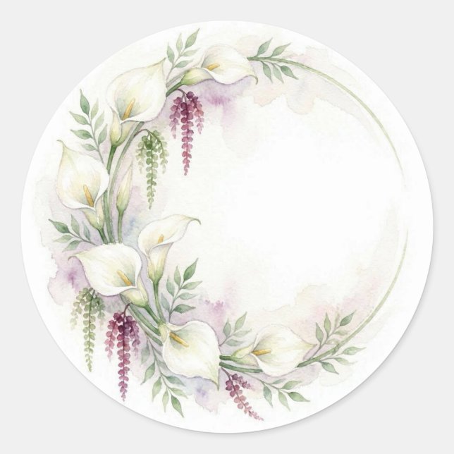 Cascading Calla Semi Circle Wreath Wedding Sticker (Front)