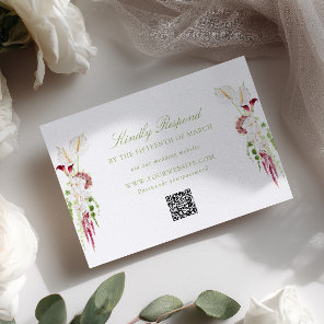 Cascading Floral Bouquet Wedding QR Code RSVP Card