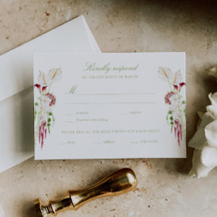 Cascading Floral Bouquet Wedding RSVP Card