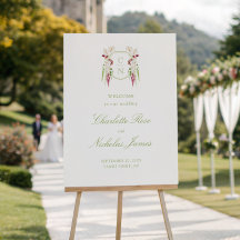 Cascading Floral Monogram Crest Wedding