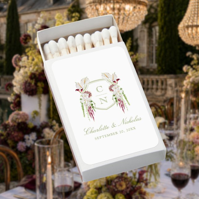 Cascading Floral Monogram Crest Wedding Matchboxes (Creator Uploaded)