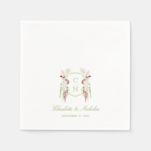 Cascading Floral Monogram Crest Wedding