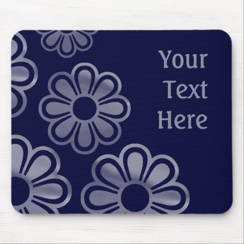 Cascading Flowers _ Deep Navy Mouse Pad