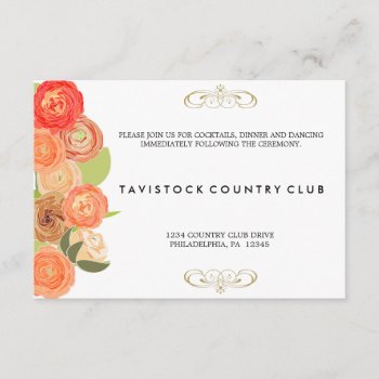 Cascading Flowers Wedding Reception Card by PetitePaperie at Zazzle