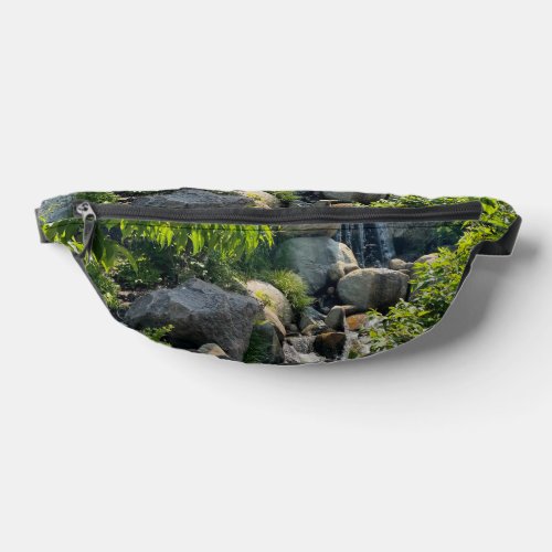 Cascading forest waterfall  forest greenery   fanny pack