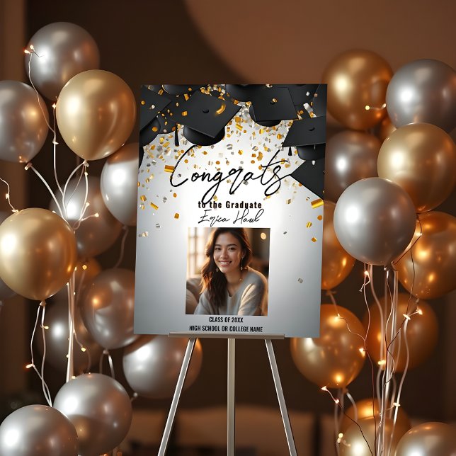 Cascading Graduation Caps and Gold Confetti Photo  Foam Board (Creator Uploaded)