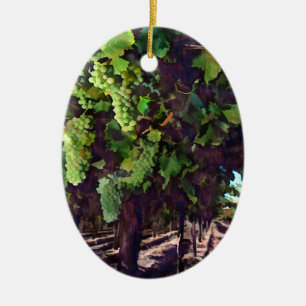 Cascading Grapes Ceramic Ornament